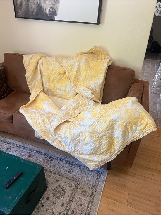 Pottery Barn Other - Pottery Barn Yellow Floral Quilted Coverlet Blanket size King